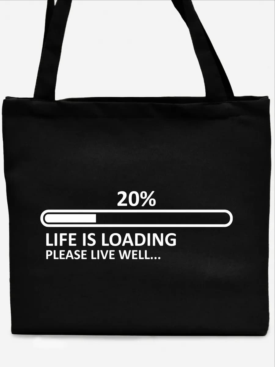Шоппер с принтом Жизнь загружается 20%, фото 3