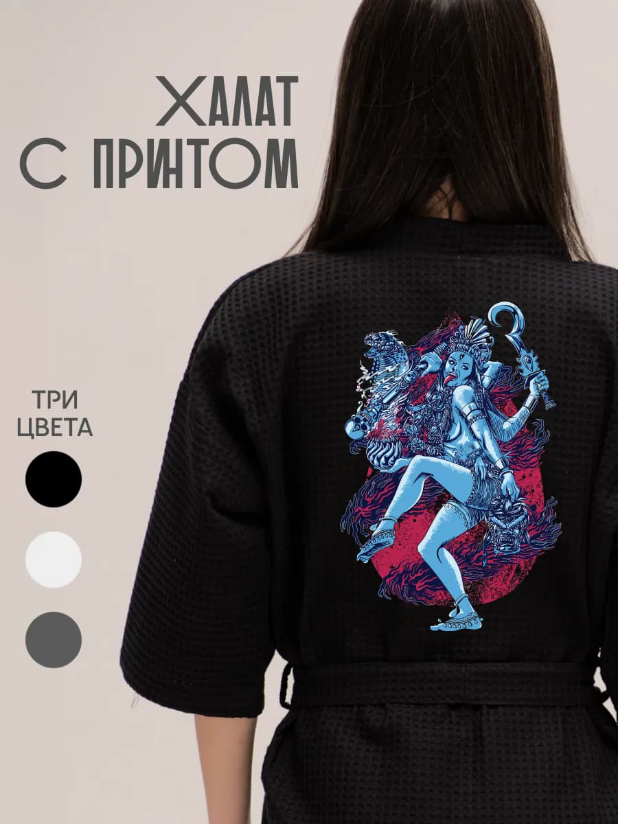 Халат вафельный домашний Богиня Кали